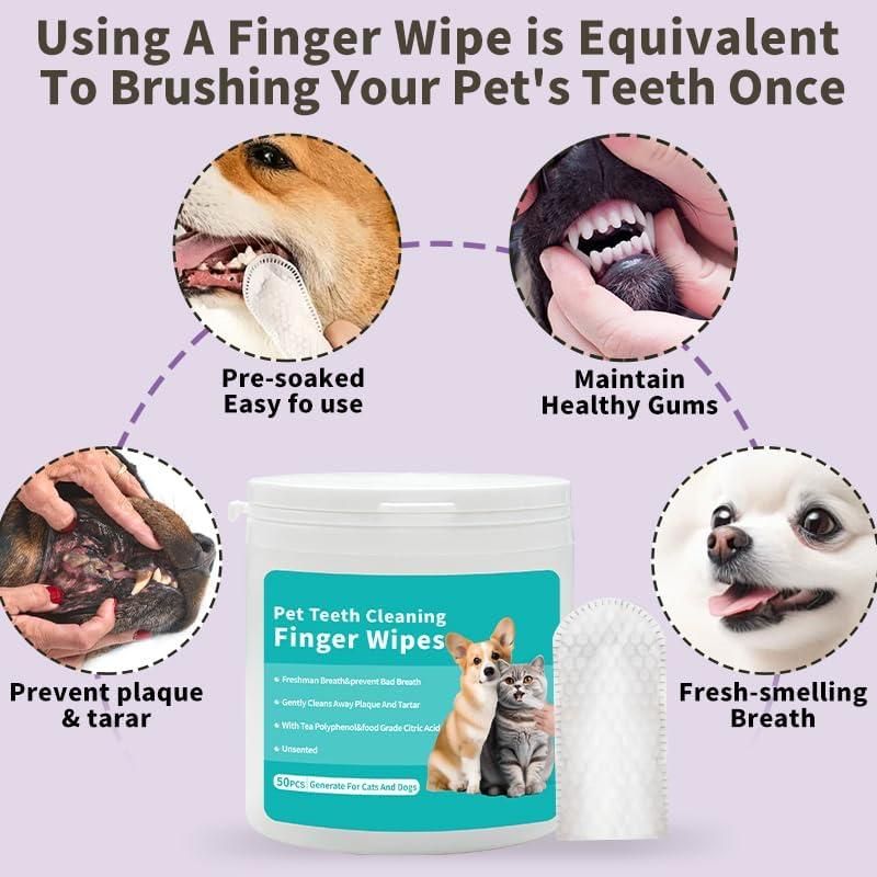 Pet Dental Wipes – 50 Wipes Pack