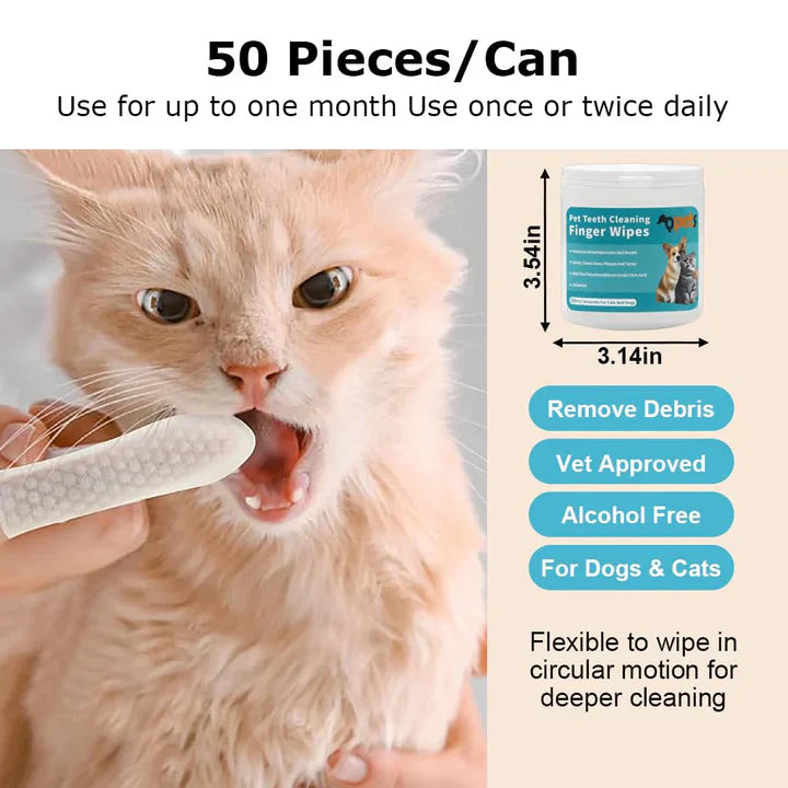 Pet Dental Wipes – 50 Wipes Pack