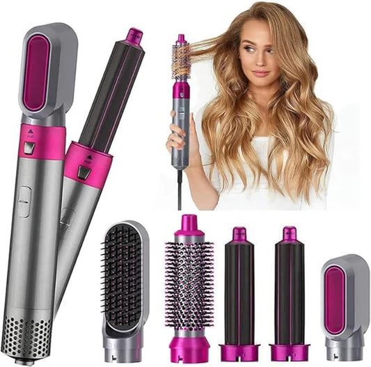 5 in 1 Multifunctional Hair Dryer Styling Tool, Detachable 5-in-1 Multi-Head Hot Air Comb, The Negative Ion Automatic Suction Hair Curler